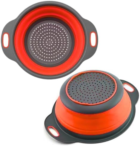 Collapsible Silicone Kitchen Strainer with Plastic Handles