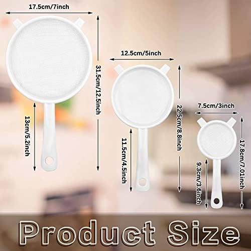 3-Piece Fine Mesh Strainer Set with Handles for Baking Cooking