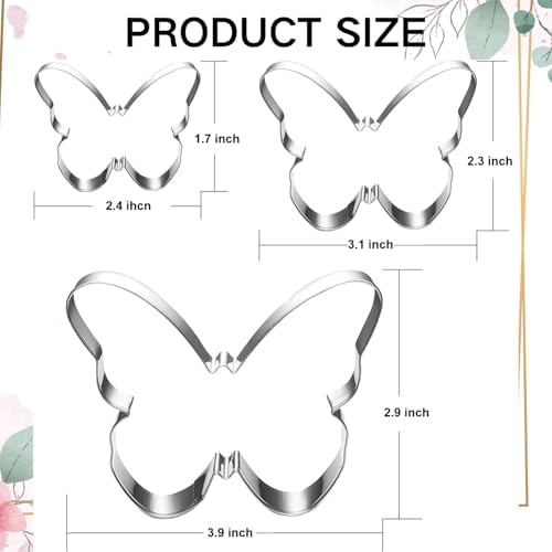 LUBTOSMN Butterfly Cookie Cutter Set - 3-Piece Set 39x31x24