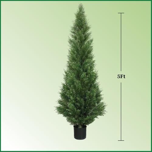 Artificial Cedar Topiary Trees - 5 Outdoor Potted Plants for Peaceful Places
