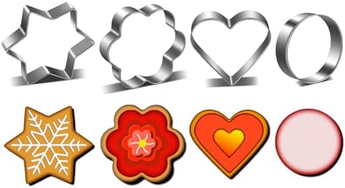 YXCLIFE Metal Cookie Cutters Set 12pc Heart Star Shapes for Perfect Cookies