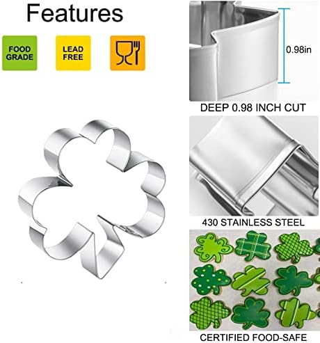 St Patricks Day shamrock cookie cutter set 4-piece