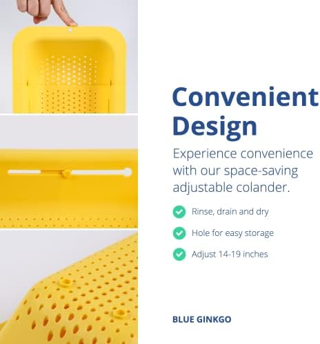BLUE GINKGO Multipurpose Colander - Extendable Rinse Drain and Dry Kitchen Essential