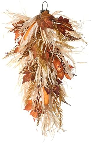 30 Harvest Teardrop with Maple Leaves Brown - Realistic Artificial Plant