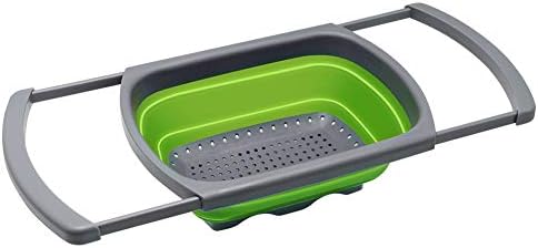 QiMH 6 Quart Collapsible Colander with Extendable Handles Silicone Material