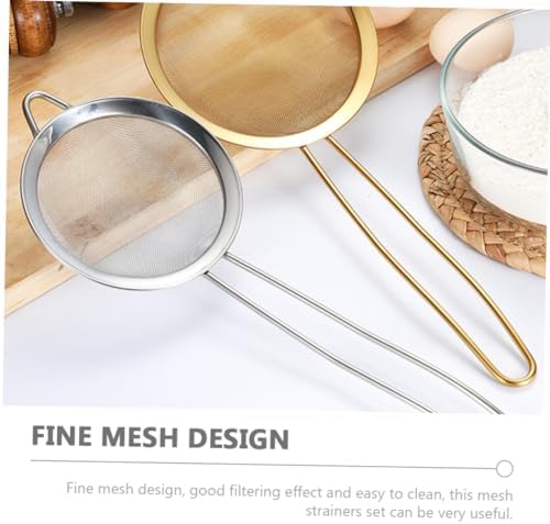 3-Piece Kitchen Baking Golden Mesh Colander Strainer Set with Drainer