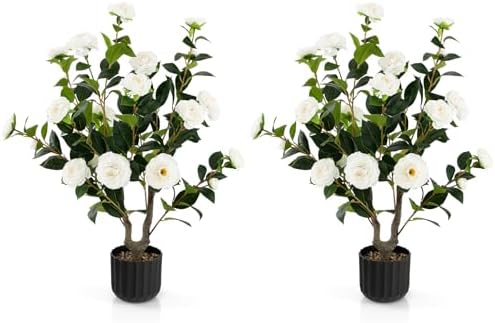 Goplus Camellia Tree 2-Pack Synthetic Artificial Tree