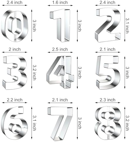 Number Cookie Cutters Set Numbers 0-9 Premium Metal Shapes