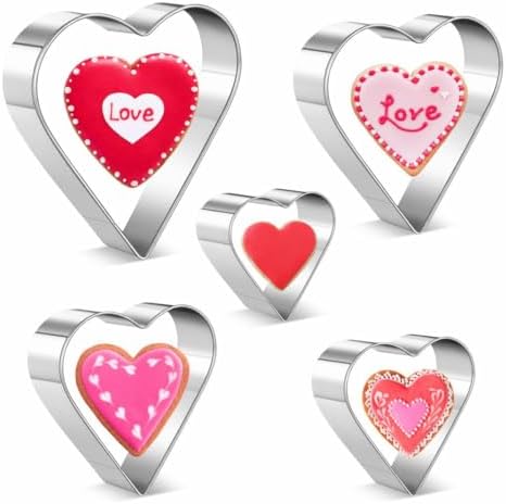 Heart Cookie Cutter Set - Love Luck Valentines Day Small Heart Shape Cookie Cutters