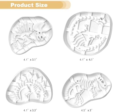 4 Pcs Dinosaur Cookie Cutters Set for Baking DIY Fun