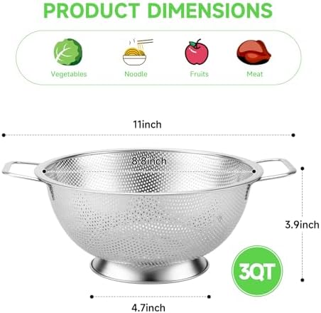 High-Quality 3-Quart Kitchen Colander
