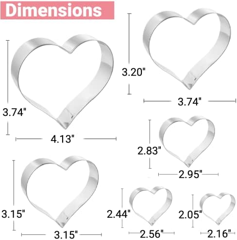 JOB JOL Heart Cookie Cutters 6PCS 2-4 Valentine Set 1