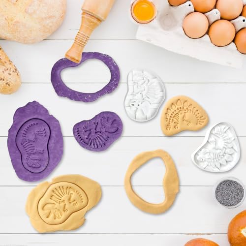 4 Pcs Dinosaur Cookie Cutters Set for Baking DIY Fun