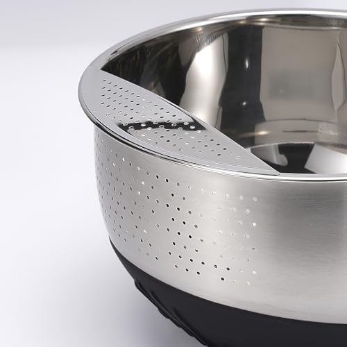 DOPMEP Rice Washer Strainer Bowl with Handle Stainless Steel Tilting Kitchen Tool