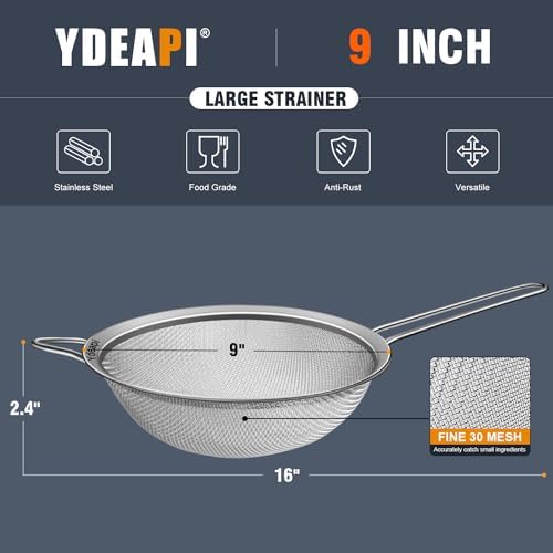 Sturdy 9-inch Mesh Strainer with Handle for Kitchen Essential