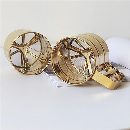 Stainless Steel GoldSilver Sifter with Measuring Scale for Baking Icing Sugar