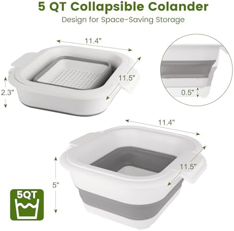 Collapsible Colander Set with Strainer Bowl for Kitchen