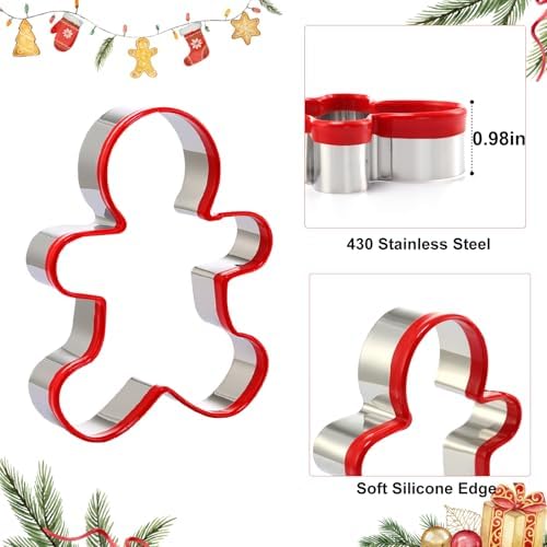 Gingerbread Man Cookie Cutters 3PCS Stainless Steel Christmas Baking Tools
