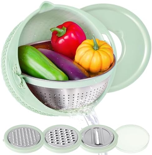 Stainless Steel 4-in-1 Colander Set with Mixing Bowl for Kitchen