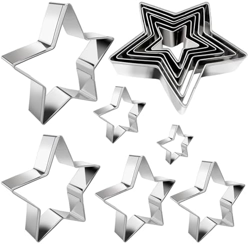 HiHITAOO Star Cookie Cutter Set 6pcs - Compact Perfect for Star-Shaped Cookies