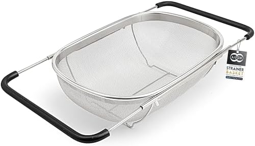6 Quart Over the Sink Strainer with Extendable Handles