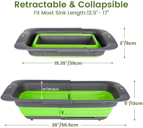 Collapsible Silicone Kitchen Colander Expandable Over the Sink Strainer