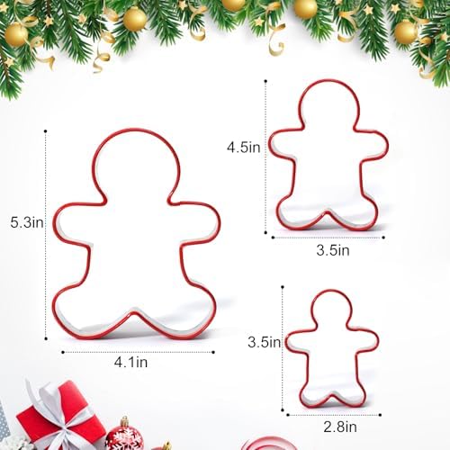 Gingerbread Man Cookie Cutters 3PCS Stainless Steel Christmas Baking Tools