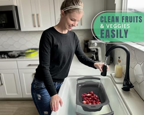 Sleek Black OTS Colander with Convenient Handles