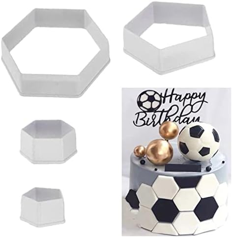SUNKOOL Soccer Ball Cookie CutterHexagon 4 SizesGeometry for Baking