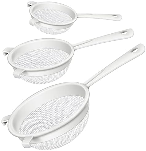 3-Piece Fine Mesh Strainer Set with Handles for Baking Cooking
