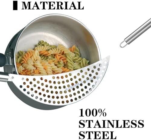 Sturdy Stainless Steel Pot Strainer with Handle