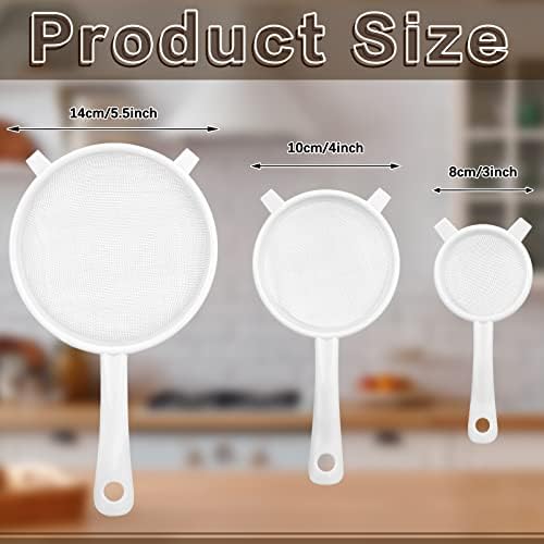3-Piece Plastic Mesh Strainer with Handle for Kitchen Use