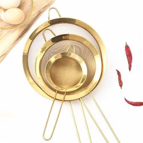 Premium Stainless Steel Colander with Golden Design for Effortless Cooking 15CM