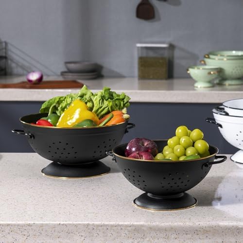 BeFare Metal Colander Set of 2 Matte Black
