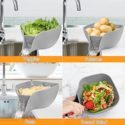Advantez silicone Drain Basket46 QTDrain StoreVegetablesFruitPastaCompact DesignEfficient Kitchen Use