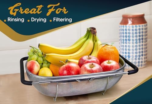 6 Quart Over the Sink Strainer with Extendable Handles