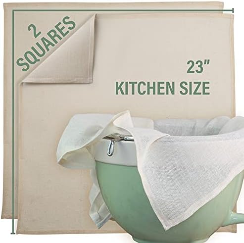 23 x 23 Organic Cotton Cheesecloth for Kitchen Straining Reusable GOTS Certified