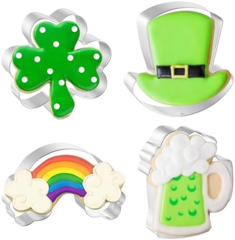 Shamrock Cookie Cutters 4PC Set for Baking Boys Girls Irish Styles