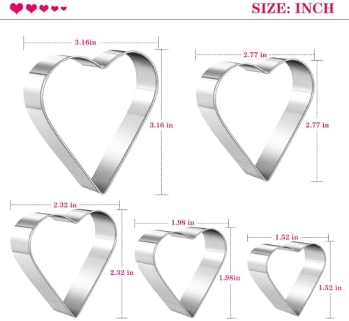 Heart Cookie Cutter Set - Love Luck Valentines Day Small Heart Shape Cookie Cutters