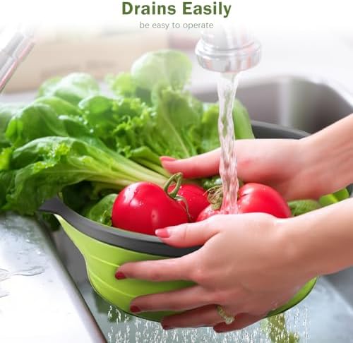 Collapsible silicone colander set for home and travel use