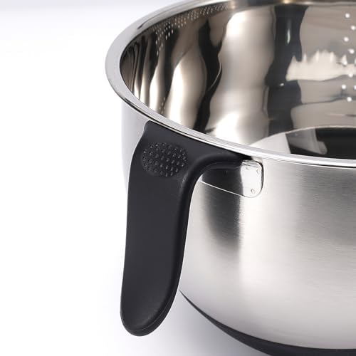 DOPMEP Rice Washer Strainer Bowl with Handle Stainless Steel Tilting Kitchen Tool
