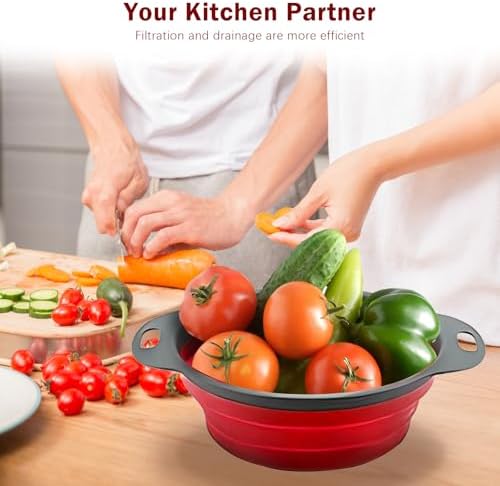 Collapsible Colander Set of 2 Silicone Kitchen Strainer Set