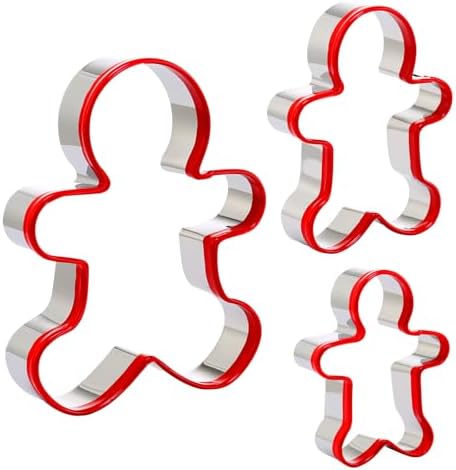 Gingerbread Man Cookie Cutters 3PCS Stainless Steel Christmas Baking Tools