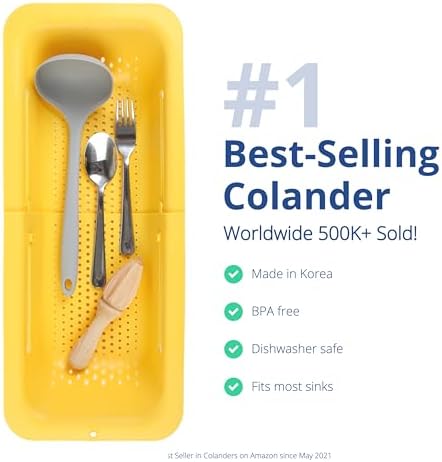 BLUE GINKGO Multipurpose Colander - Extendable Rinse Drain and Dry Kitchen Essential