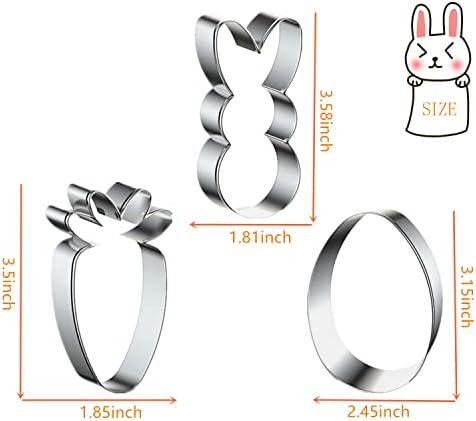 Easter Cookie Cutters Set 3 Pieces Carrot Egg Bunny