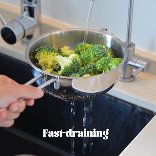 7-Inch Stainless Steel Colander with Handle for Easy Straining