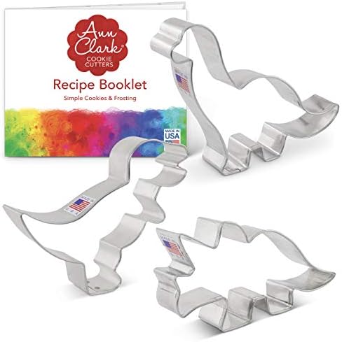 Ann Clark Dinosaur Cookie Cutters Set with T-Rex Brontosaurus Triceratops