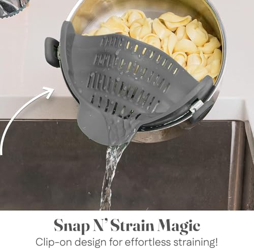 Kitchen Gizmo Snap N Strain - Silicone Colander Clip-On - Heat Resistant