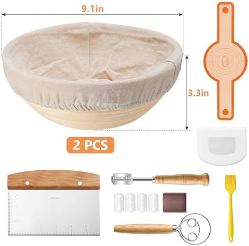 E-far Bread Proofing Baskets Set of 2 9 Inch Round