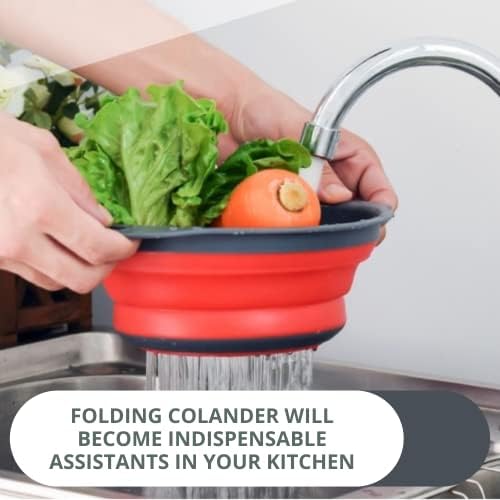 Collapsible Silicone Kitchen Strainer with Plastic Handles